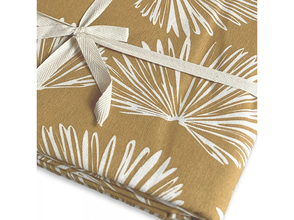 Lot nappe rectangle + 4 serviettes de table déperlante champêtre 140x240cm VIRGINIE