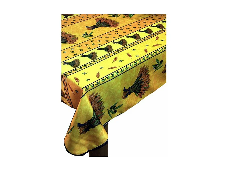 Nappe Provençale Rectangle Anti-Tâches, Bouquet de Blé Jaune
