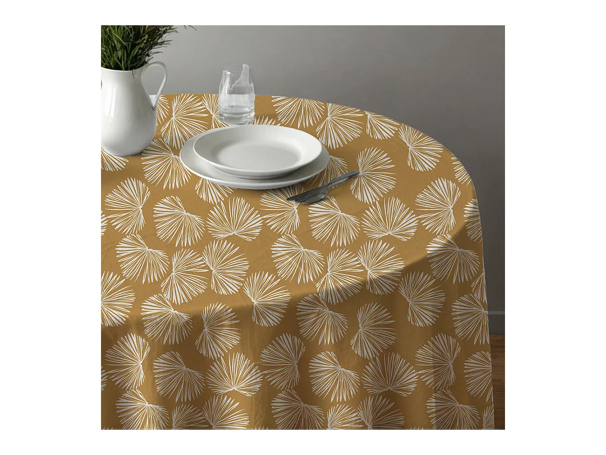 Nappe ronde anti-taches déperlante champêtre 180x180cm VIRGINIE