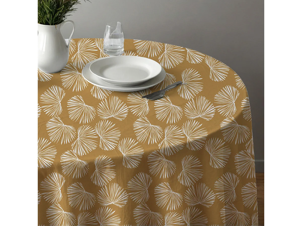 Nappe ronde anti-taches déperlante champêtre 180x180cm VIRGINIE