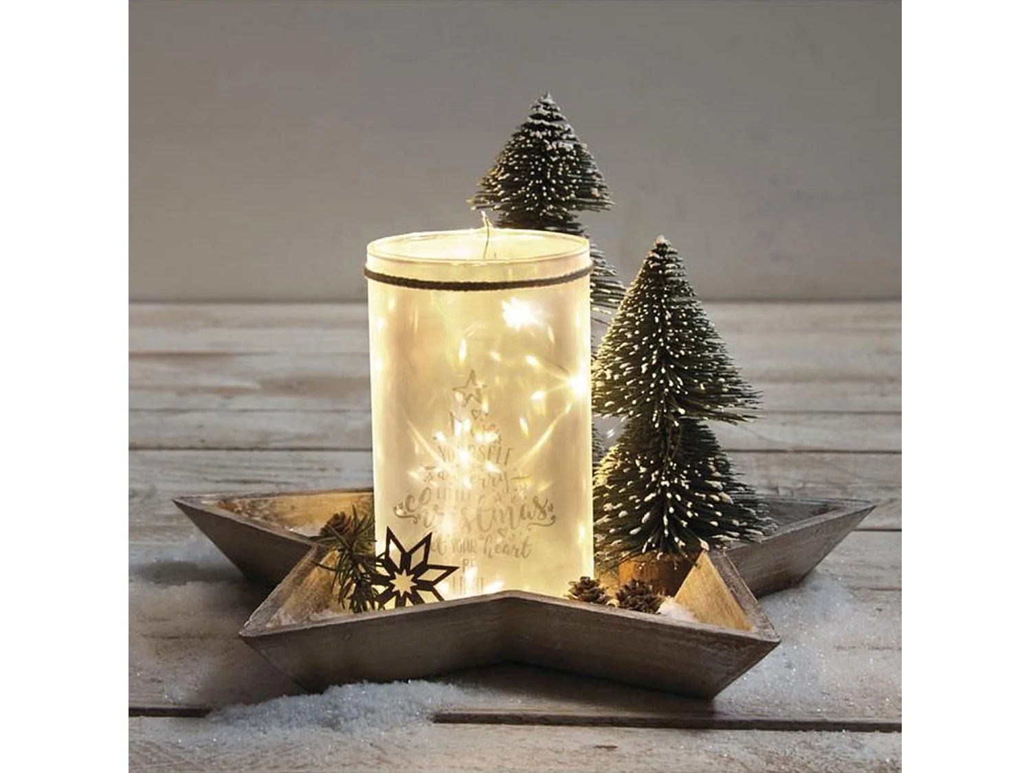 Sapin enneigé vert décoratif - Miniature 15 cm