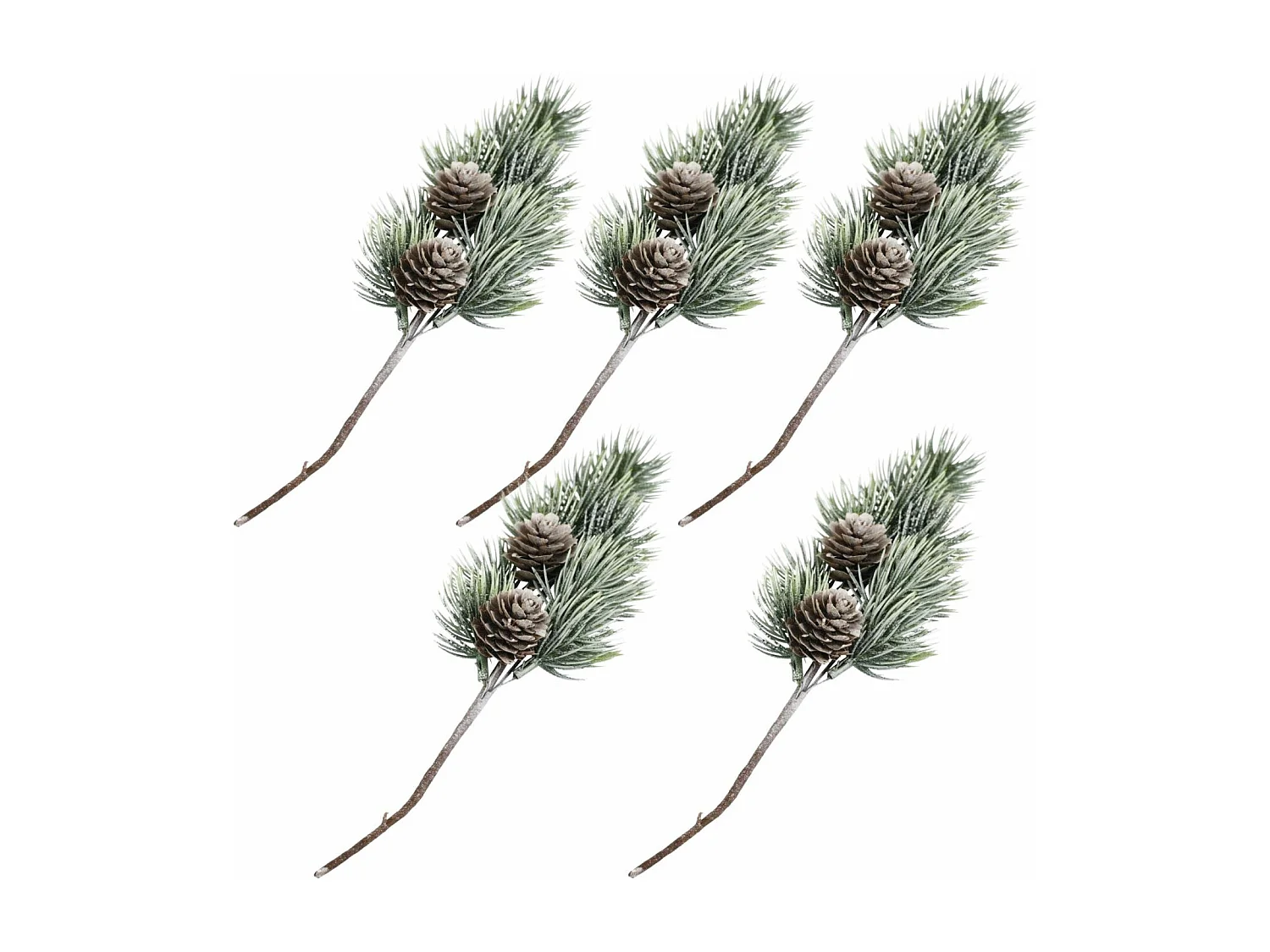 5 dennentakken met dennenappels 24 cm