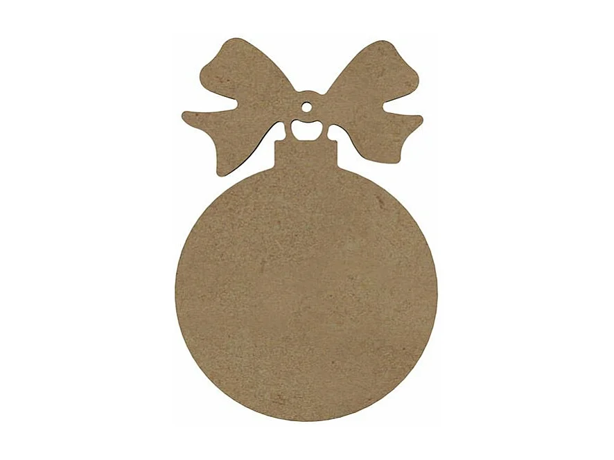 Kerstbal van MDF-hout met knoop ter decoratie - 16 x 11 cm