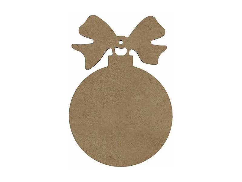 Kerstbal van MDF-hout met knoop ter decoratie - 16 x 11 cm