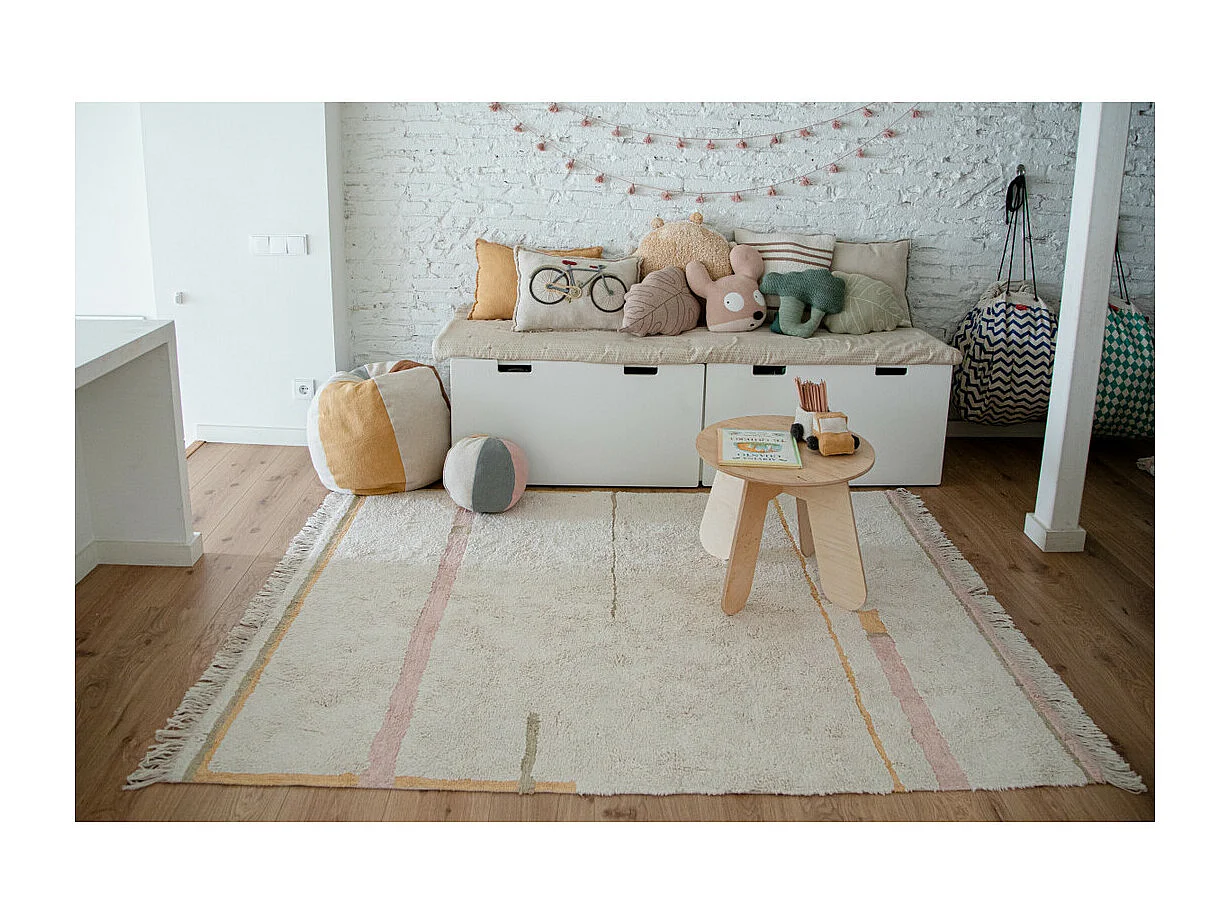 Tapis de chambre enfant en coton fait main lavable en machine Lanes Rectangulaire