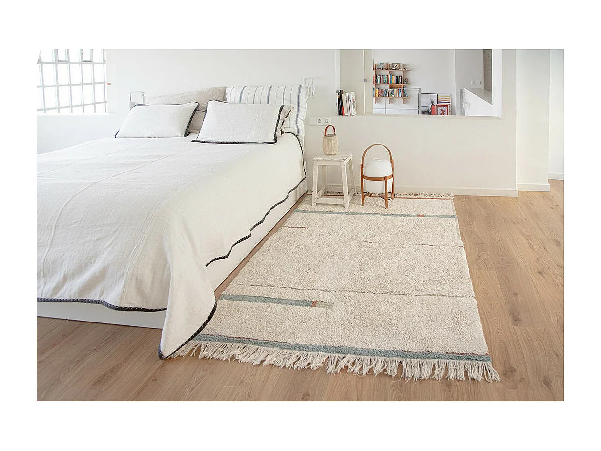 Tapis de chambre enfant en coton fait main lavable en machine Lanes Rectangulaire