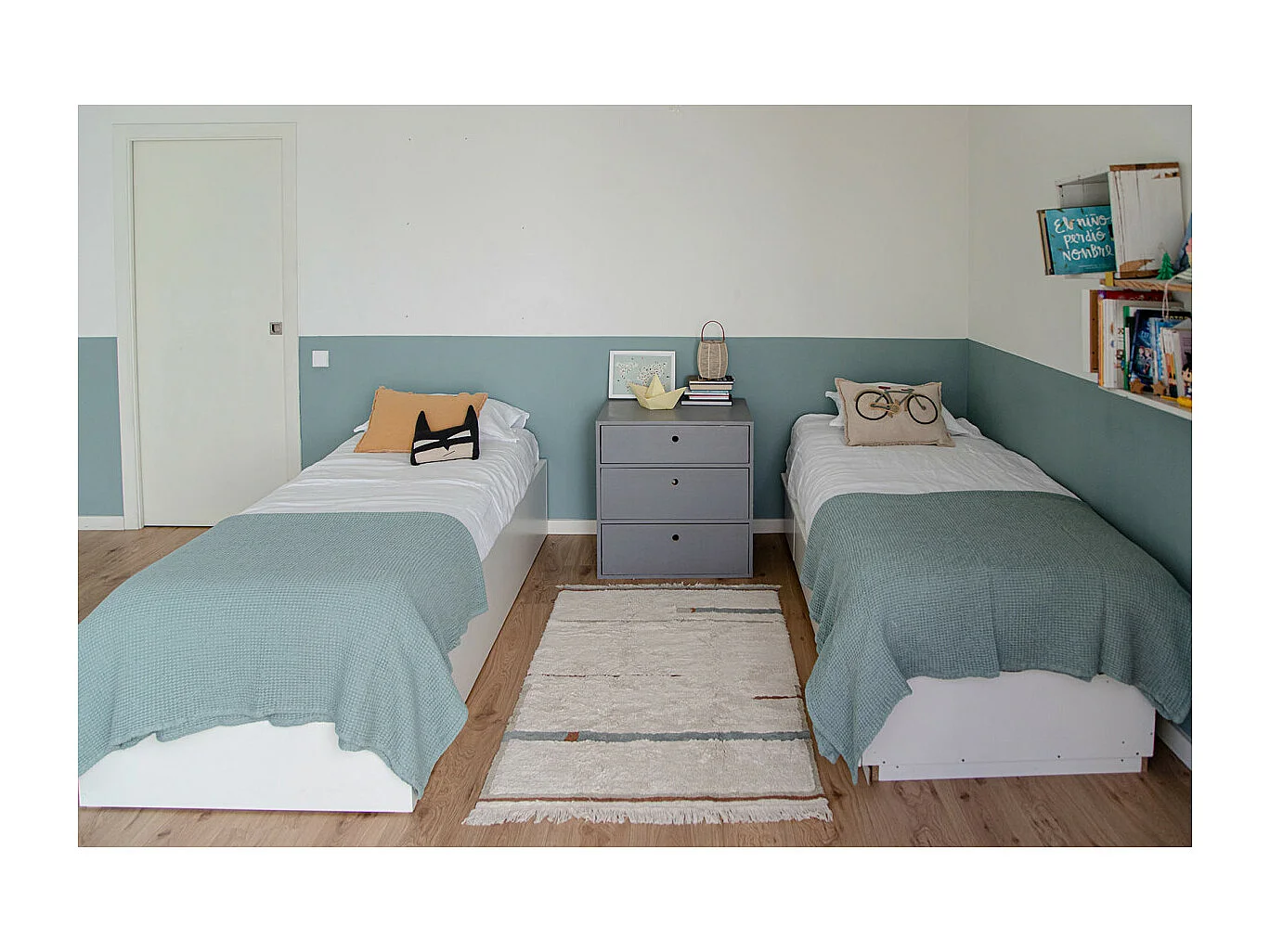 Tapis de chambre enfant en coton fait main lavable en machine Lanes Rectangulaire