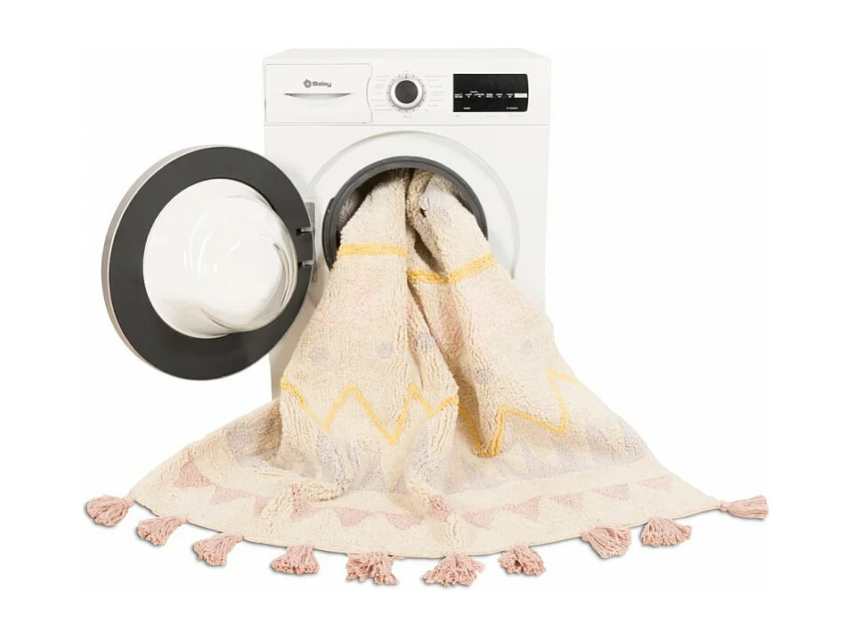 Tapis avec franges lavable en machine Azteca Lorena Canals Rectangulaire Design Fait main