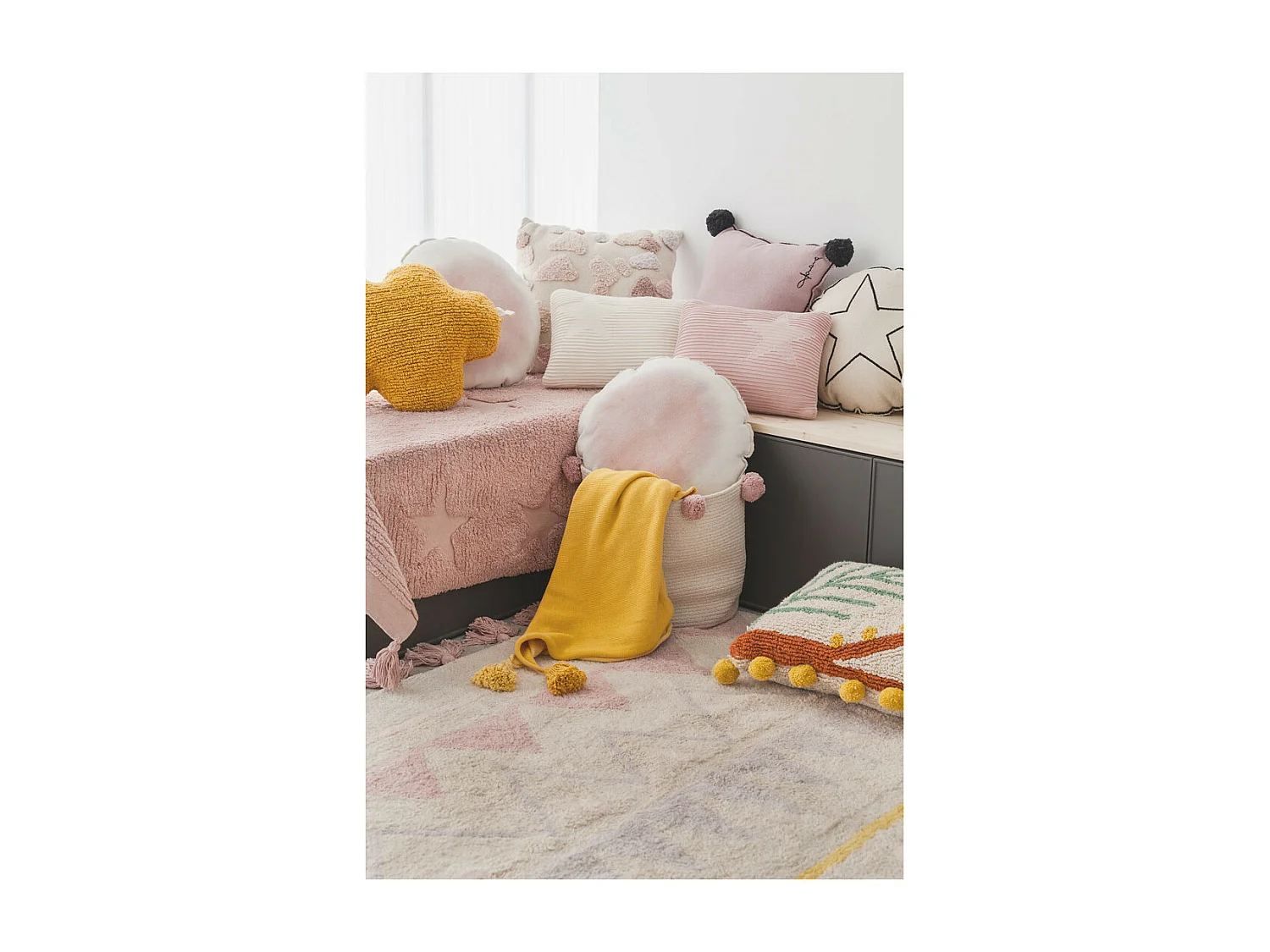 Tapis avec franges lavable en machine Azteca Lorena Canals Rectangulaire Design Fait main