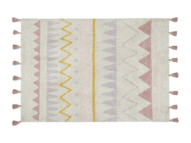 Tapis avec franges lavable en machine Azteca Lorena Canals Rectangulaire Design Fait main