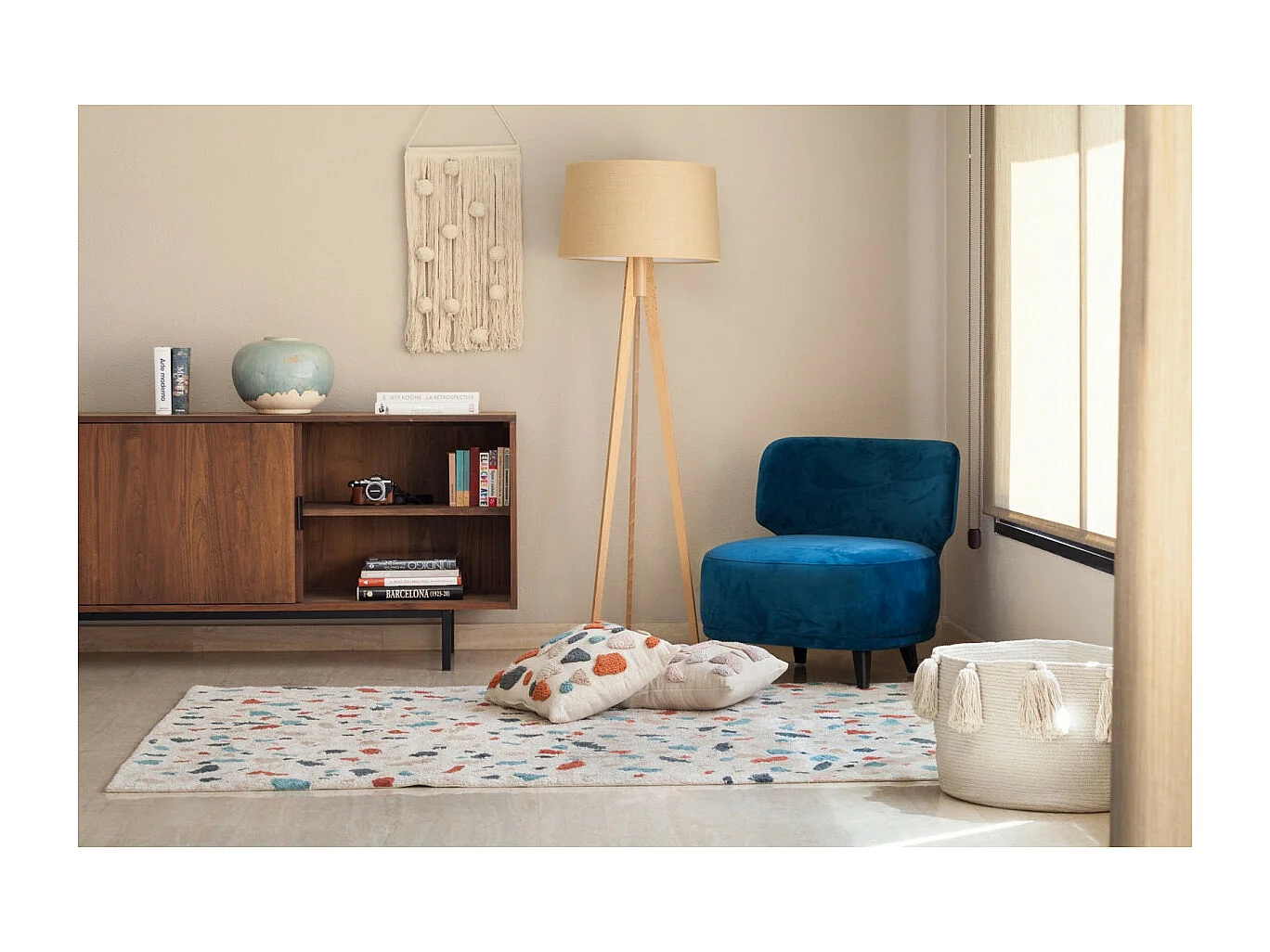 Tapis moderne en coton Terrazzo Lorena Canals Rectangulaire Design Fait main Tapis lavable