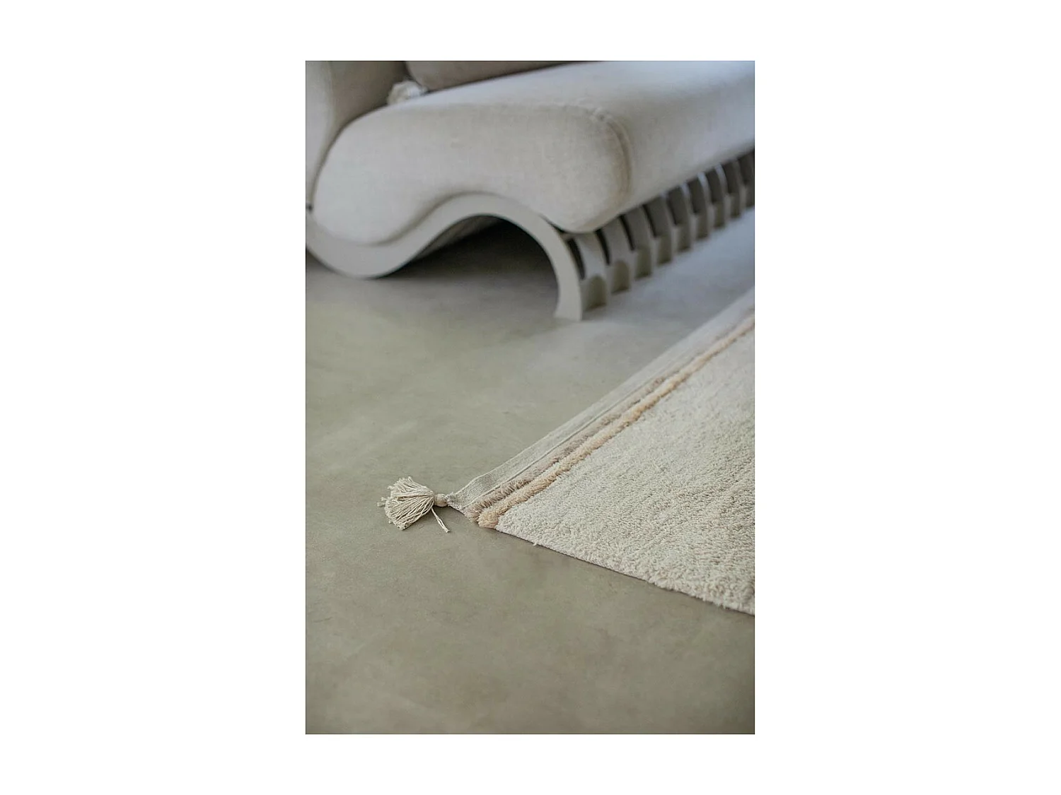 Tapis avec pompons lavable en machine design Bloom Rectangulaire Design Fait main Tapis la