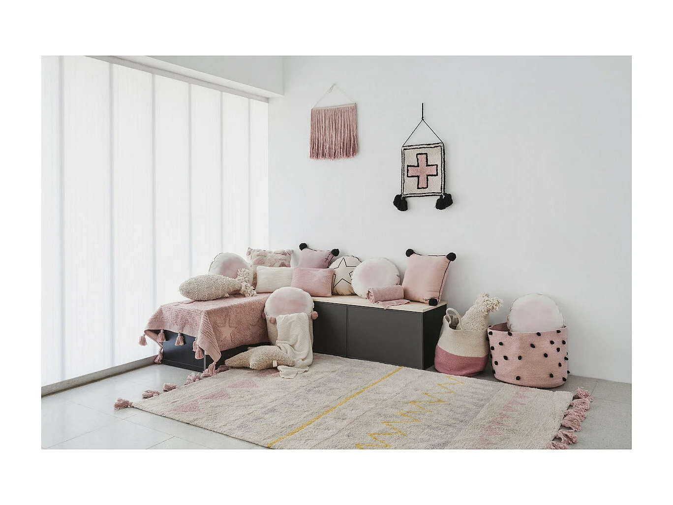 Tapis avec franges lavable en machine Azteca Lorena Canals Rectangulaire Design Fait main