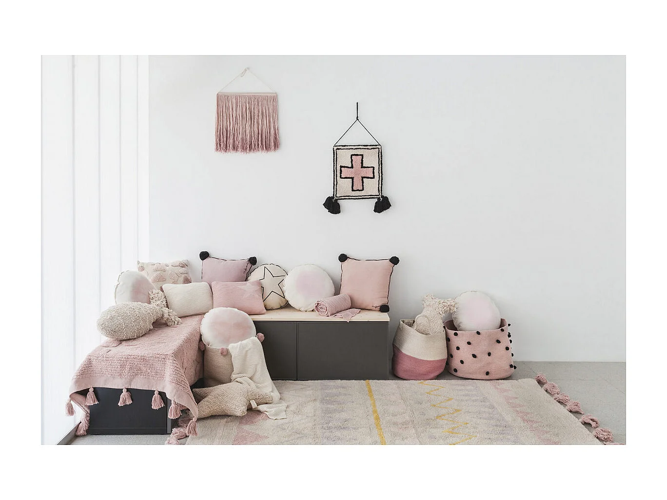 Tapis avec franges lavable en machine Azteca Lorena Canals Rectangulaire Design Fait main