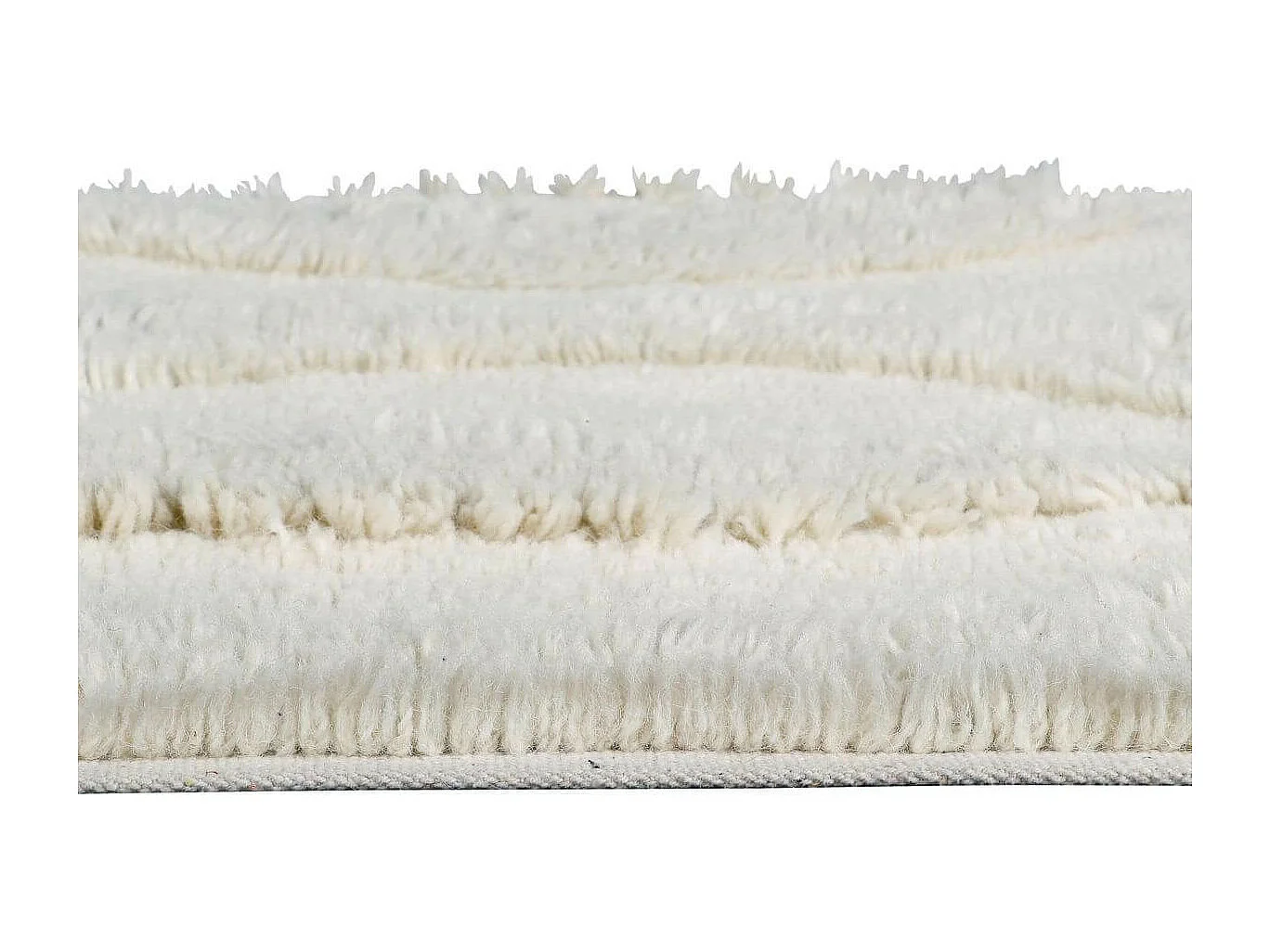 Tapis rectangle en laine ethnique lavable en machine crème Bahari Rectangulaire Design Fai