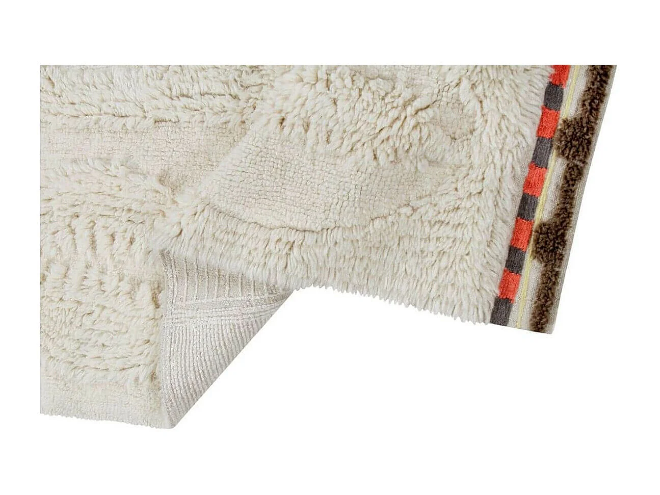 Tapis rectangle en laine ethnique lavable en machine crème Bahari Rectangulaire Design Fai