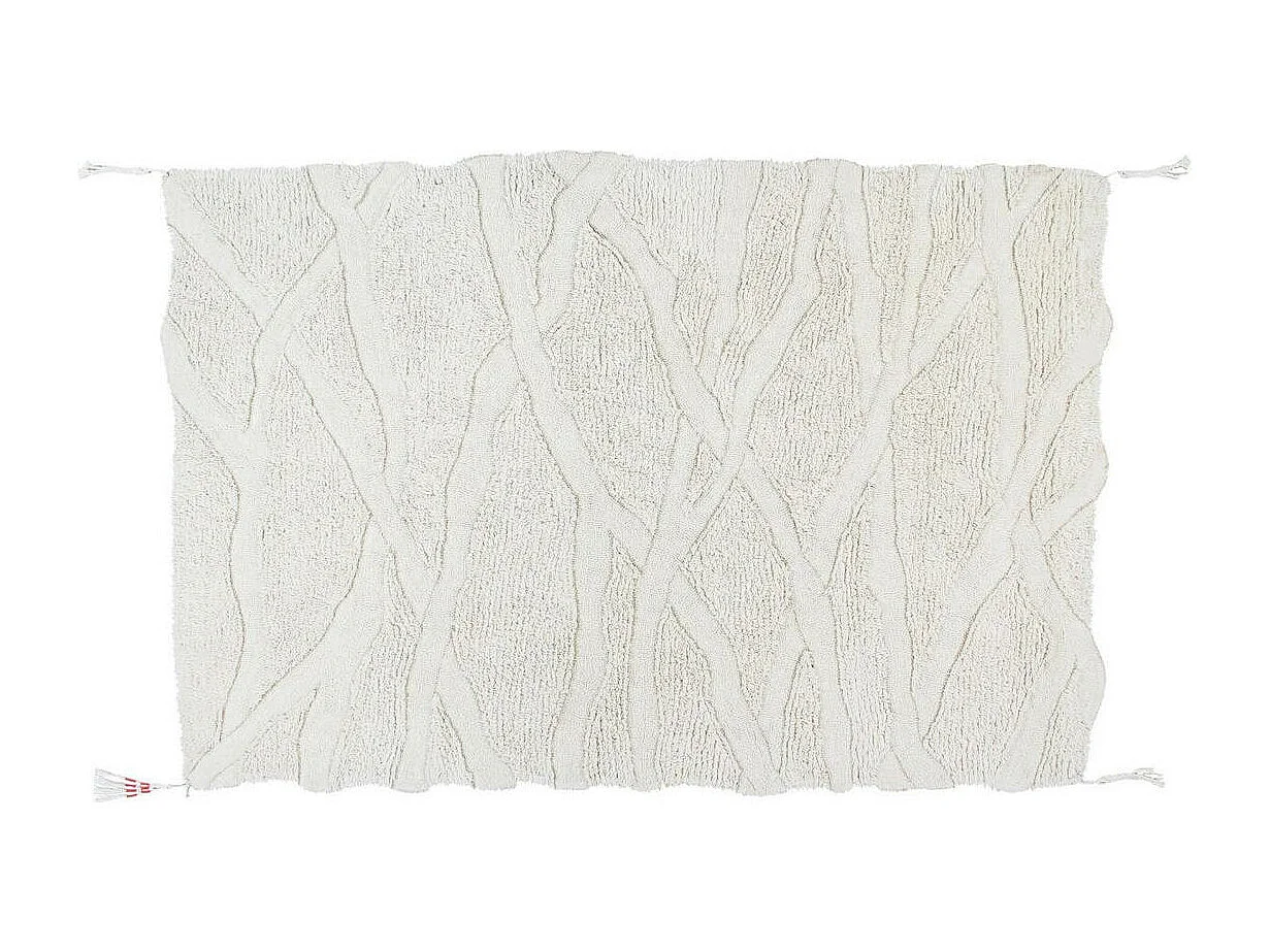 Tapis ethnique en laine lavable en machine pour salon Enkang Rectangulaire Design Fait mai