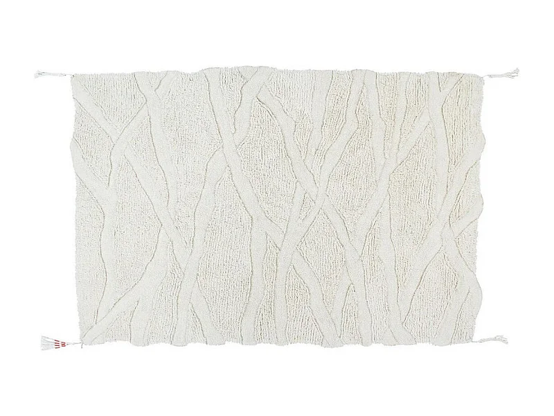 Tapis ethnique en laine lavable en machine pour salon Enkang Rectangulaire Design Fait mai