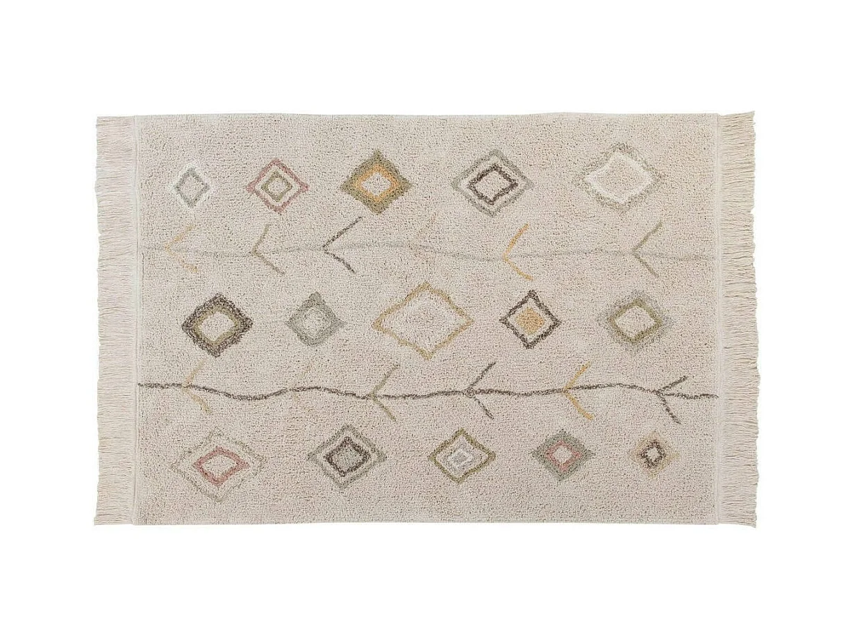 Tapis avec franges ethnique Kaarol Lorena Canals Rectangulaire Design Fait main Tapis lava