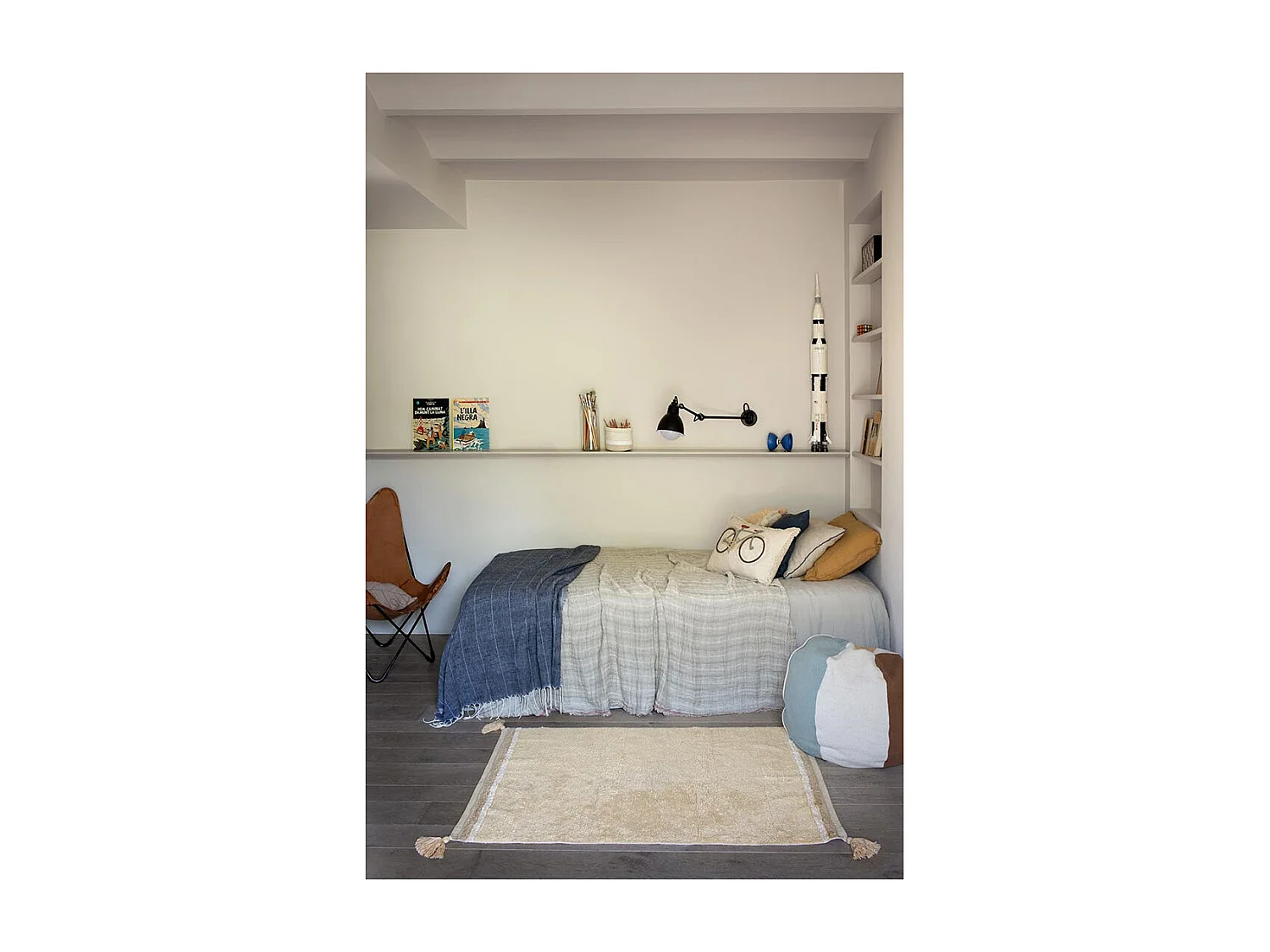 Tapis avec pompons lavable en machine design Bloom Rectangulaire Design Fait main Tapis la