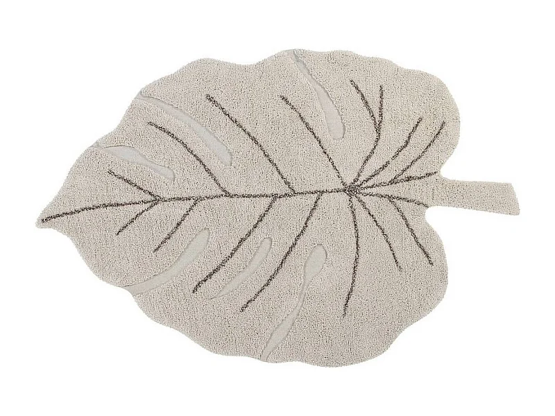 Tapis en forme de feuille pour salon Monstera Lorena Canals Originale Naturel Fait main Ta
