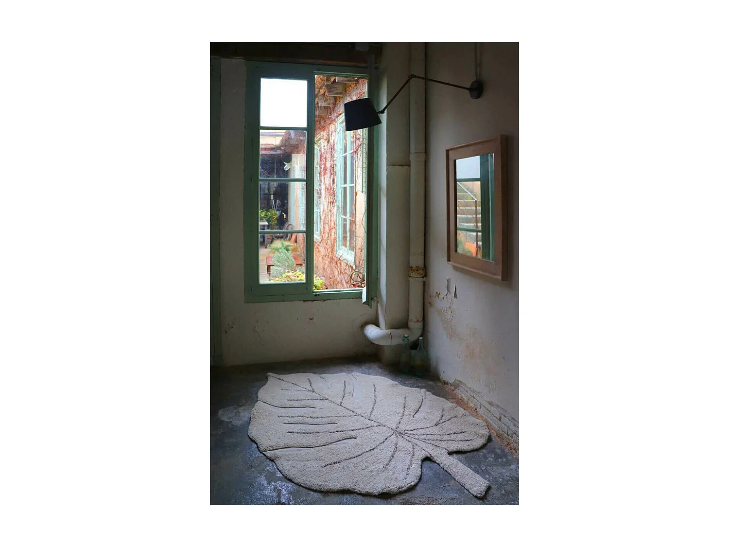 Tapis en forme de feuille pour salon Monstera Lorena Canals Originale Naturel Fait main Ta