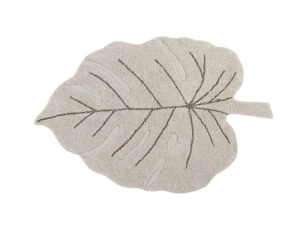 Tapis en forme de feuille pour salon Monstera Lorena Canals Originale Naturel Fait main Ta