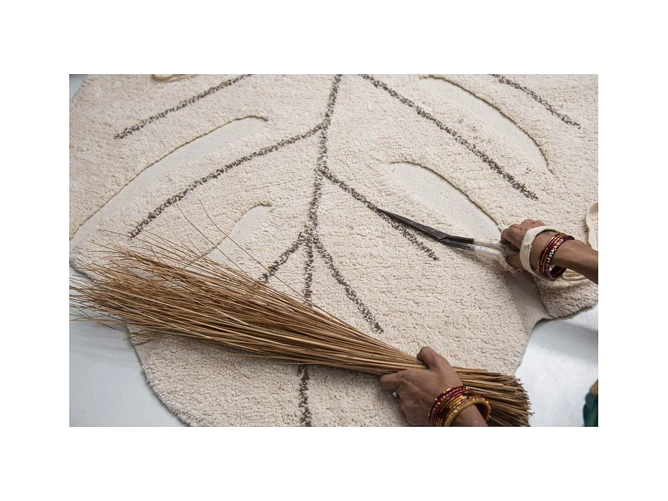 Alfombra de algodón Monstera natural - 120 x 180 cm