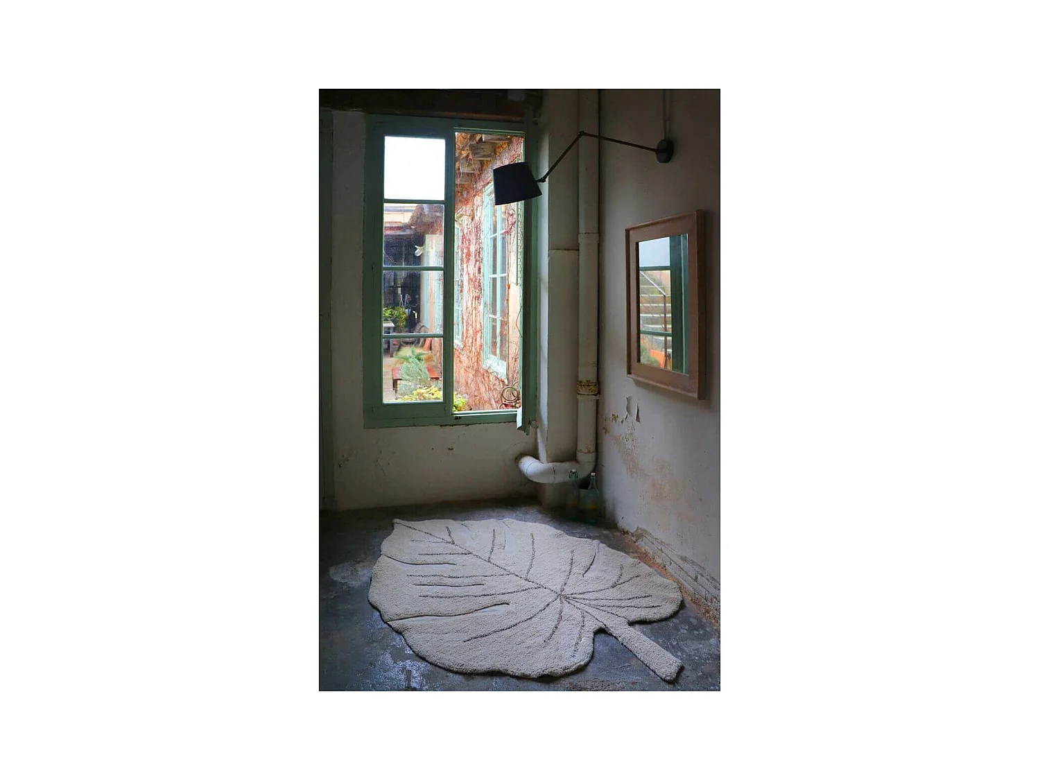 Alfombra de algodón Monstera natural - 120 x 180 cm