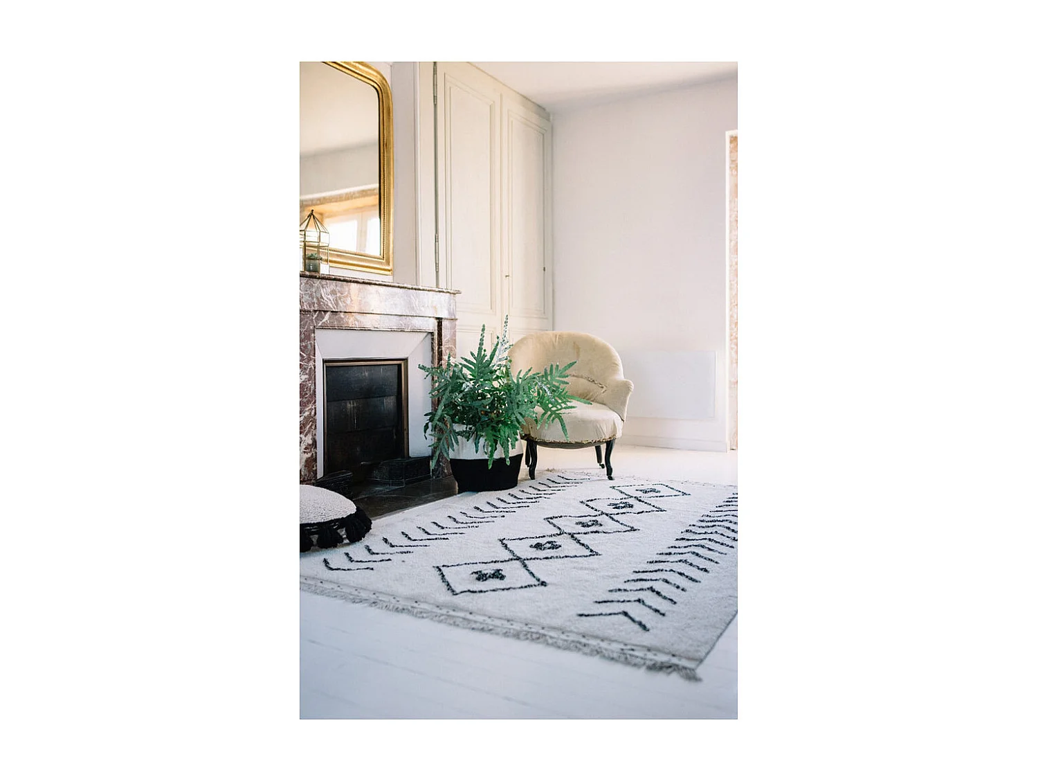 Tapis ethnique en coton fait main beige Bereber Rhombs Lorena Canals Rectangulaire Design