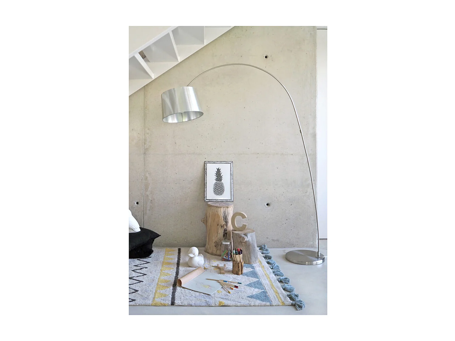 Tapis avec franges lavable en machine Azteca Lorena Canals Rectangulaire Design Fait main