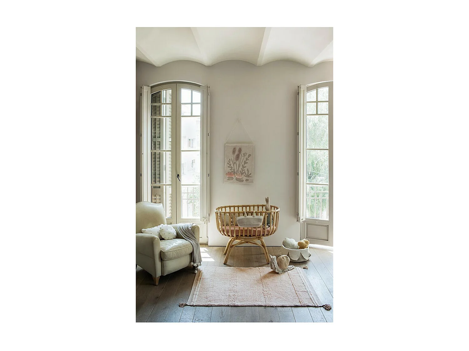 Tapis avec pompons lavable en machine design Bloom Rectangulaire Design Fait main Tapis la