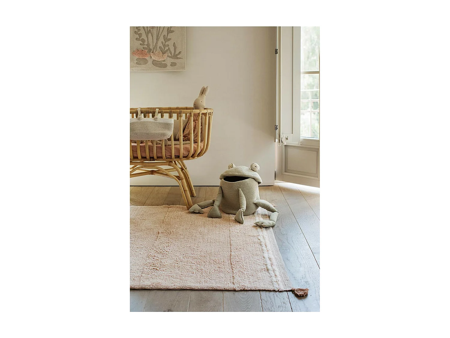 Tapis avec pompons lavable en machine design Bloom Rectangulaire Design Fait main Tapis la