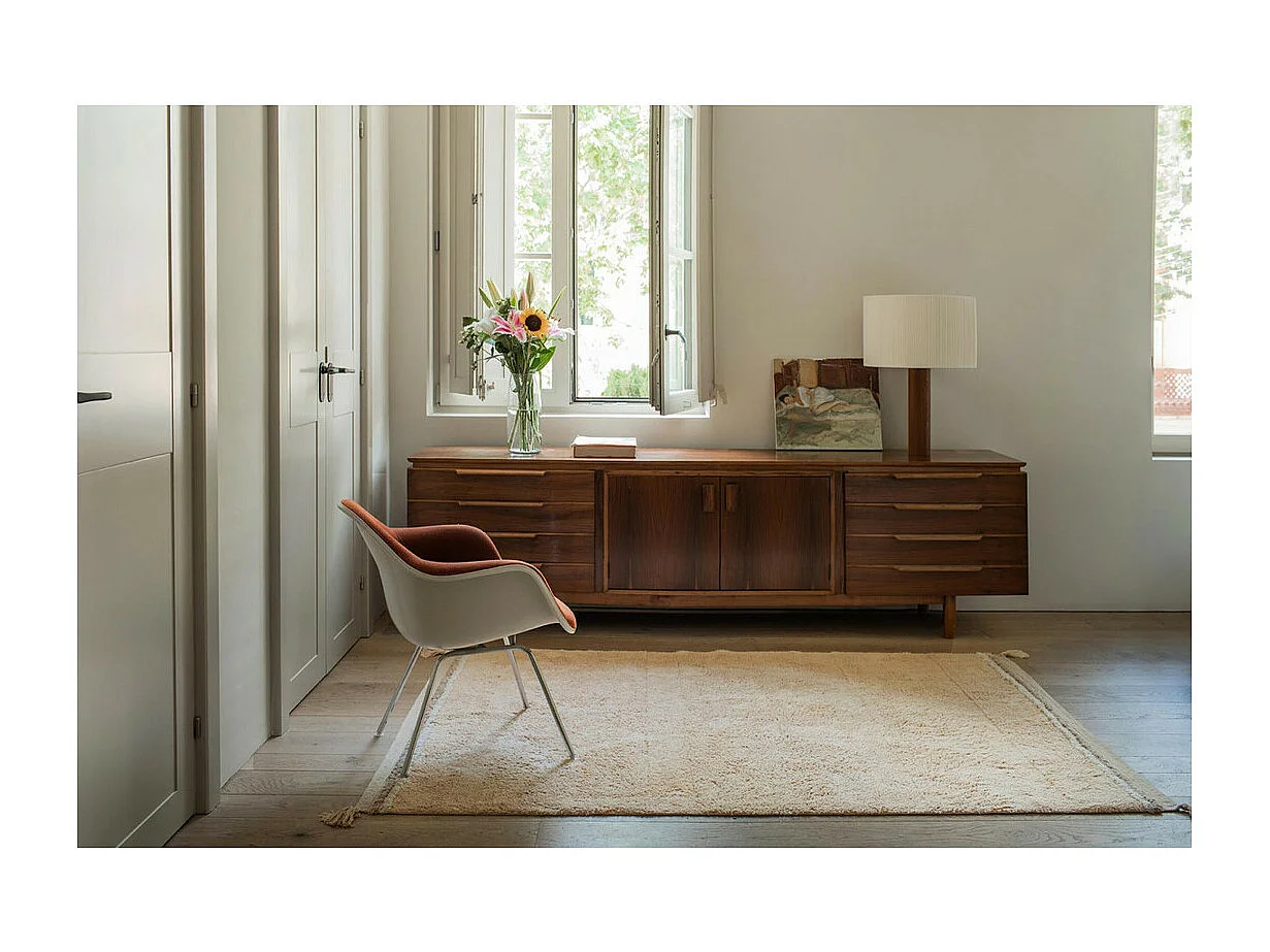 Tapis avec pompons lavable en machine design Bloom Rectangulaire Design Fait main Tapis la