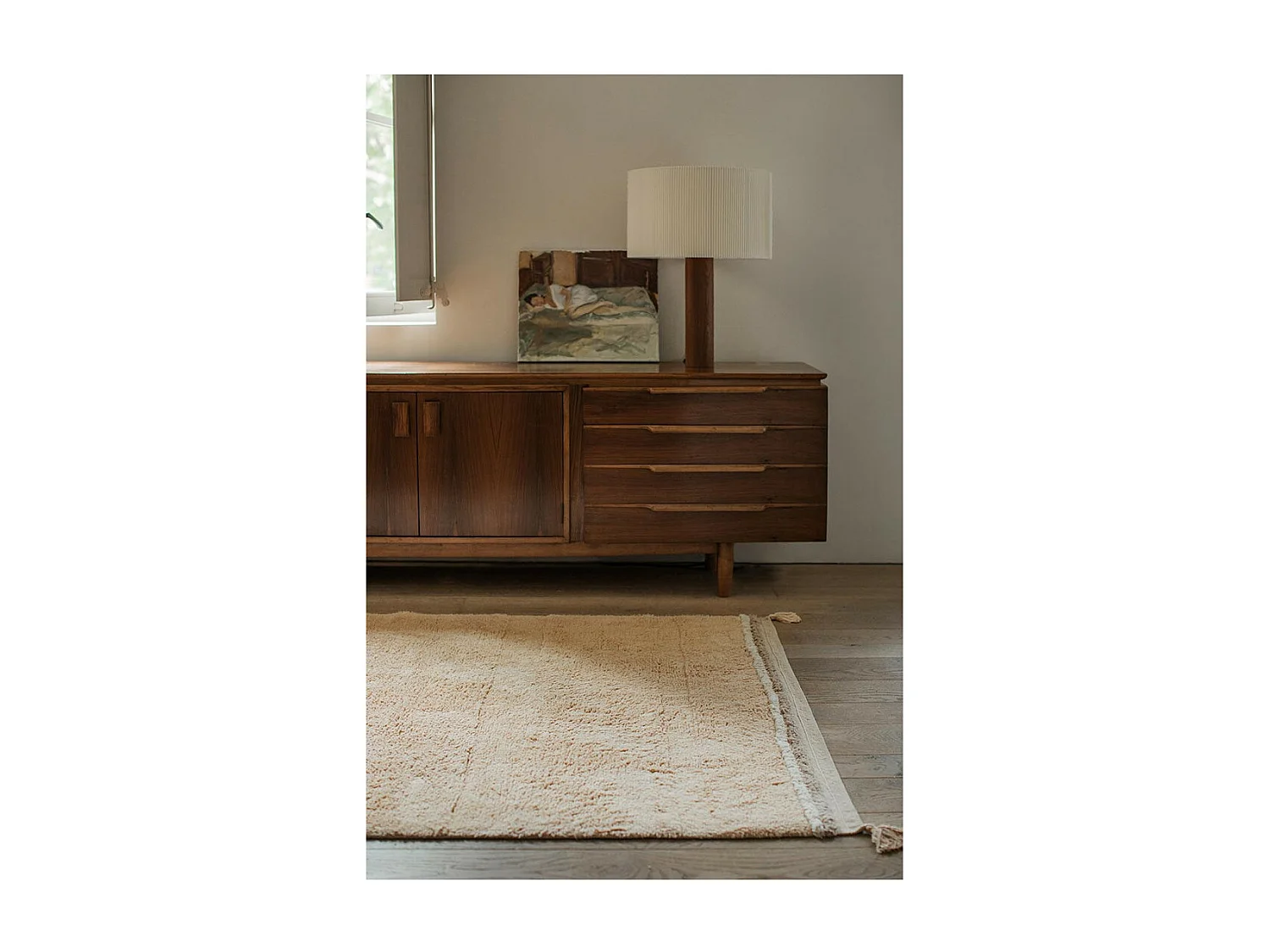 Tapis avec pompons lavable en machine design Bloom Rectangulaire Design Fait main Tapis la