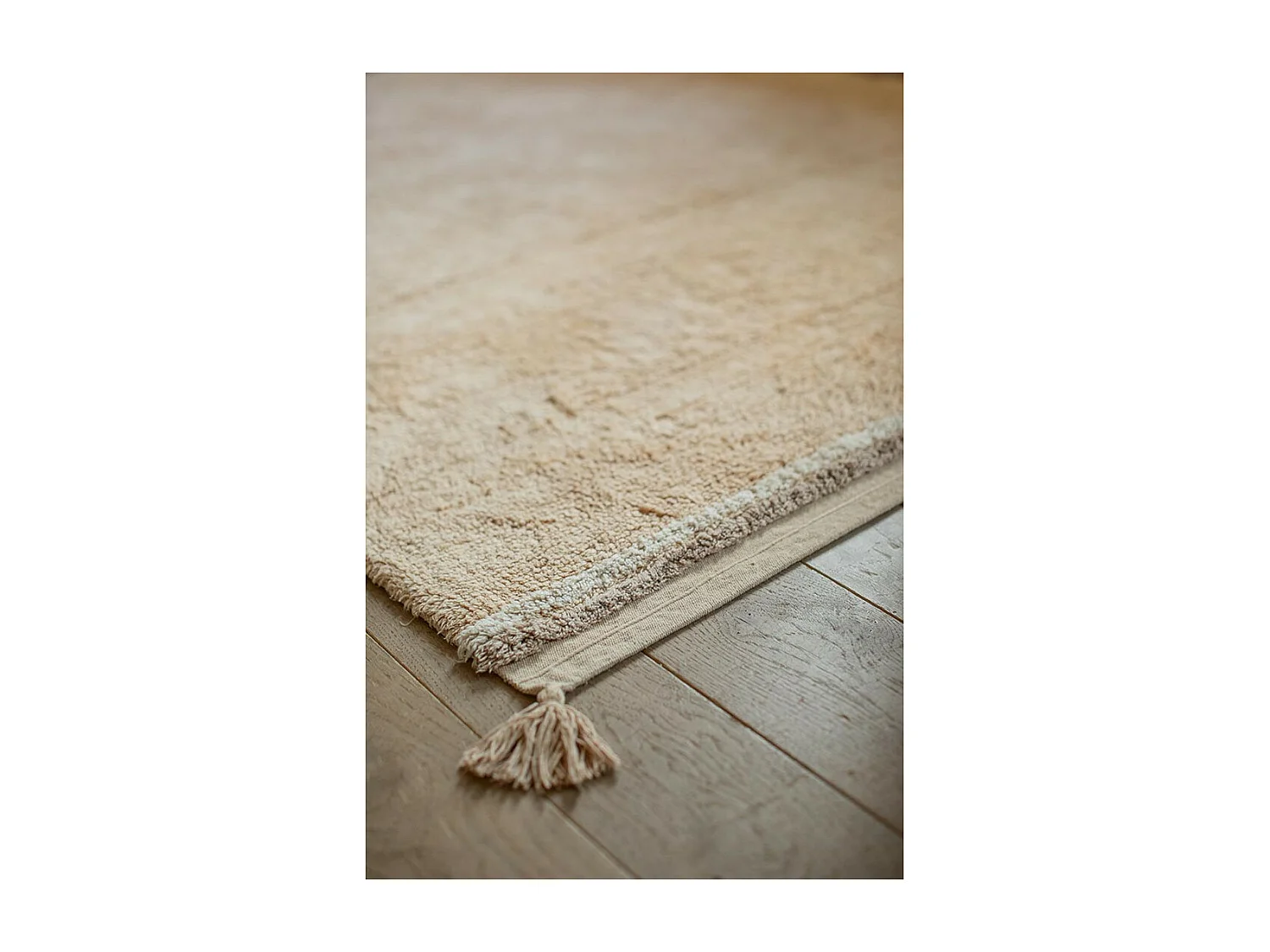 Tapis avec pompons lavable en machine design Bloom Rectangulaire Design Fait main Tapis la