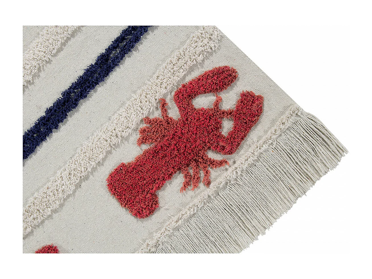 Tapis lavable en machine beige avec franges Mini Lobster XS Lorena Canals Rectangulaire De