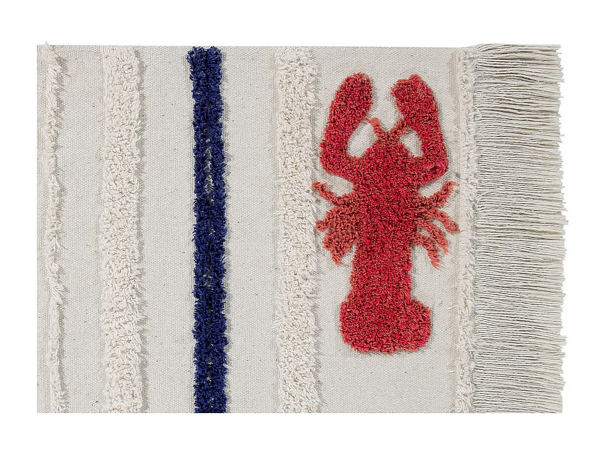 Tapis lavable en machine beige avec franges Mini Lobster XS Lorena Canals Rectangulaire De