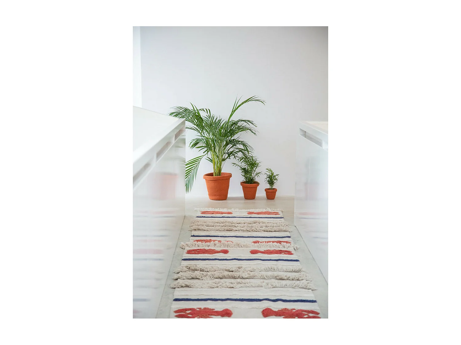 Tapis lavable en machine beige avec franges Mini Lobster XS Lorena Canals Rectangulaire De