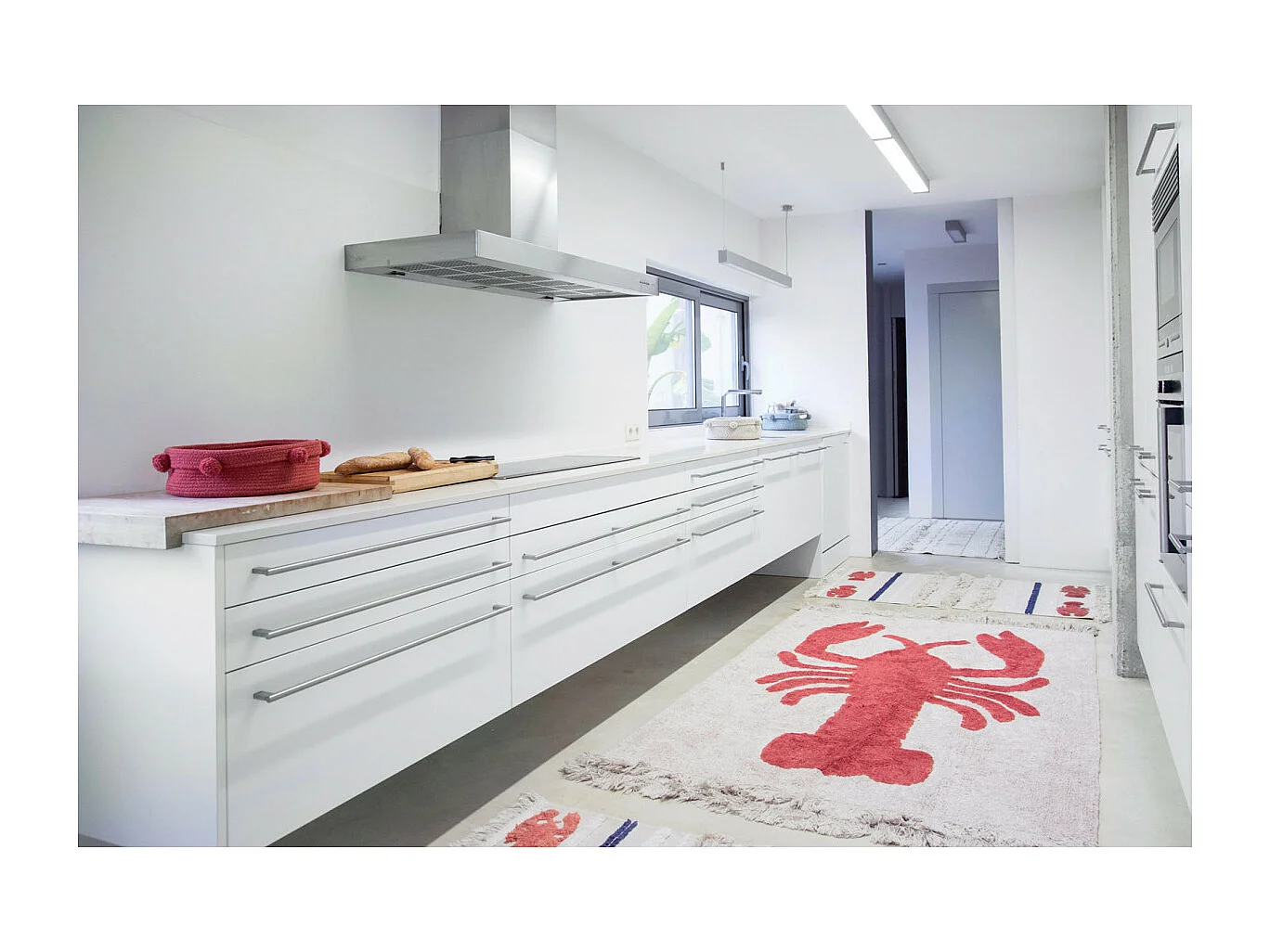 Tapis lavable en machine beige avec franges Mini Lobster XS Lorena Canals Rectangulaire De