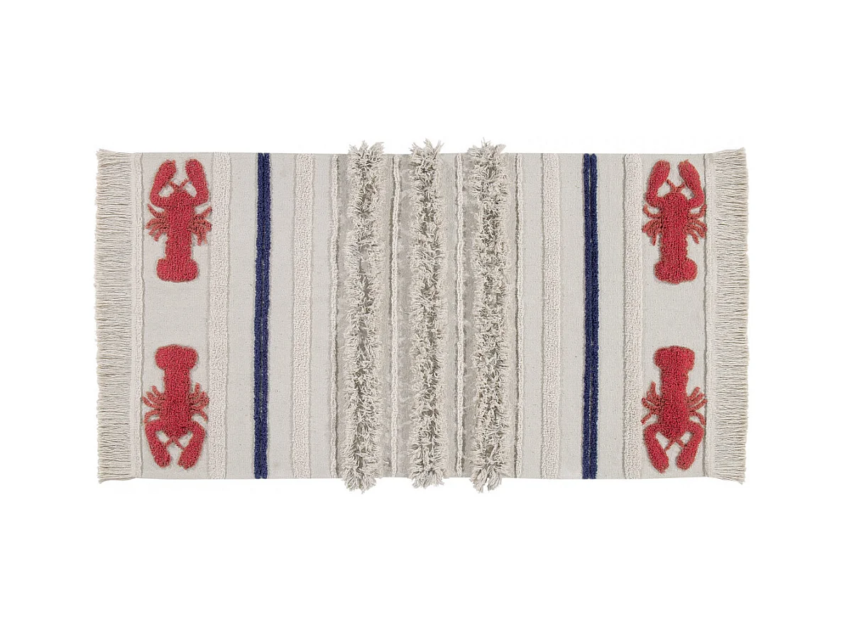 Tapis lavable en machine beige avec franges Mini Lobster XS Lorena Canals Rectangulaire De