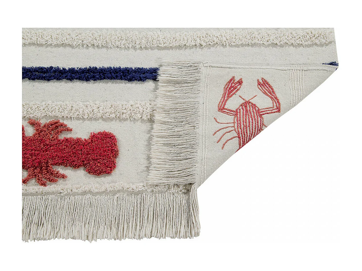 Tapis lavable en machine beige avec franges Mini Lobster XS Lorena Canals Rectangulaire De