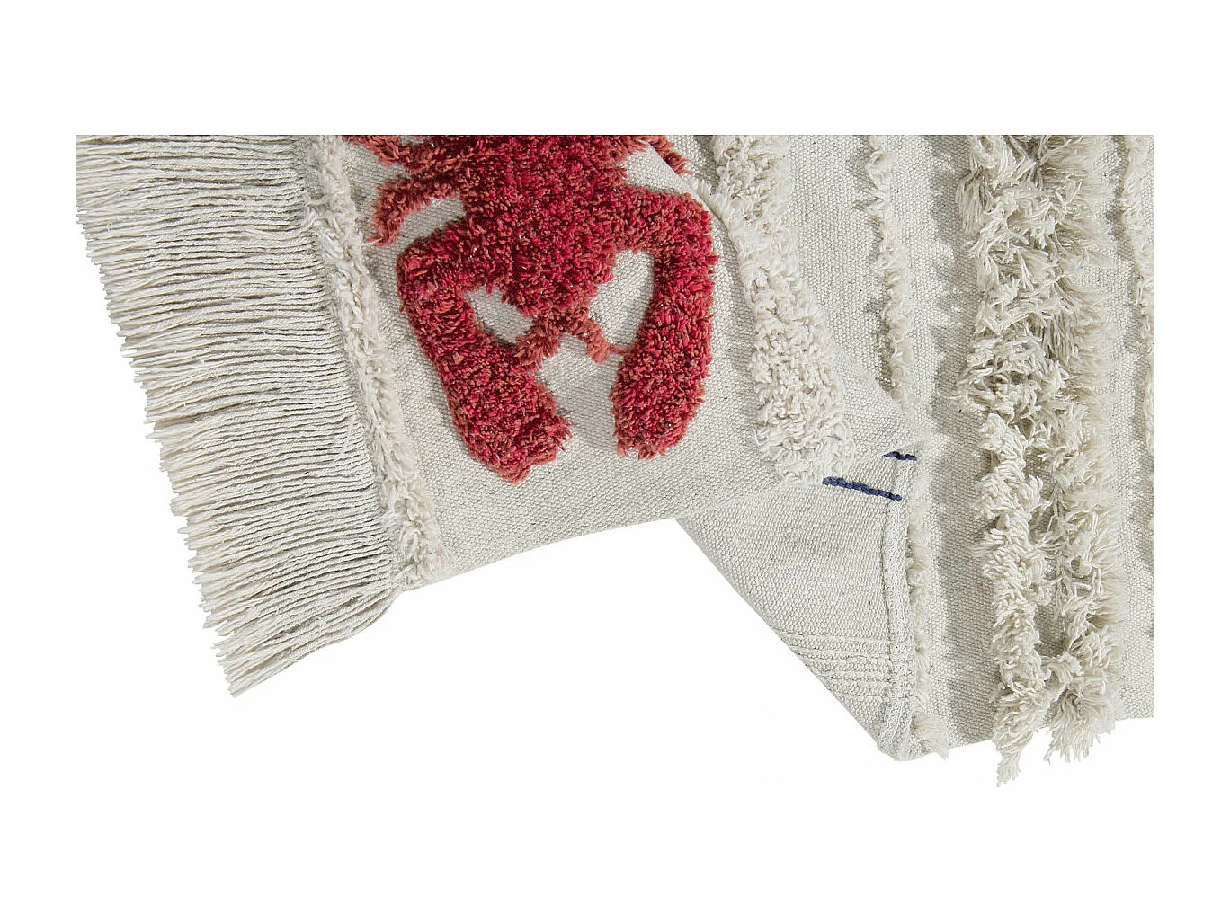 Tapis lavable en machine beige avec franges Mini Lobster XS Lorena Canals Rectangulaire De