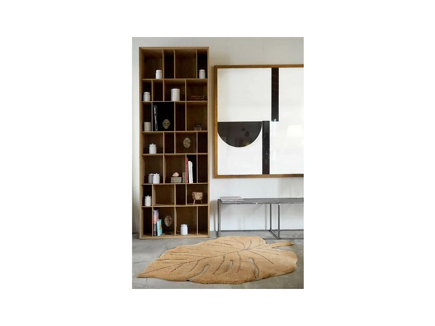 Alfombra de algodón Monstera miel - 120 x 180 cm