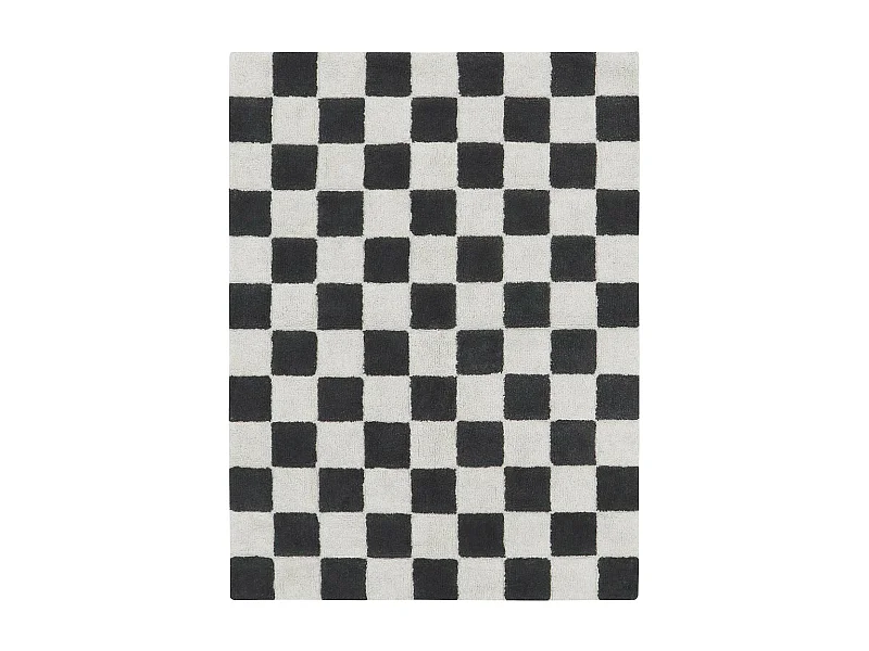 Alfombra ajedrez gris oscuro y beige 120 x 160 cm