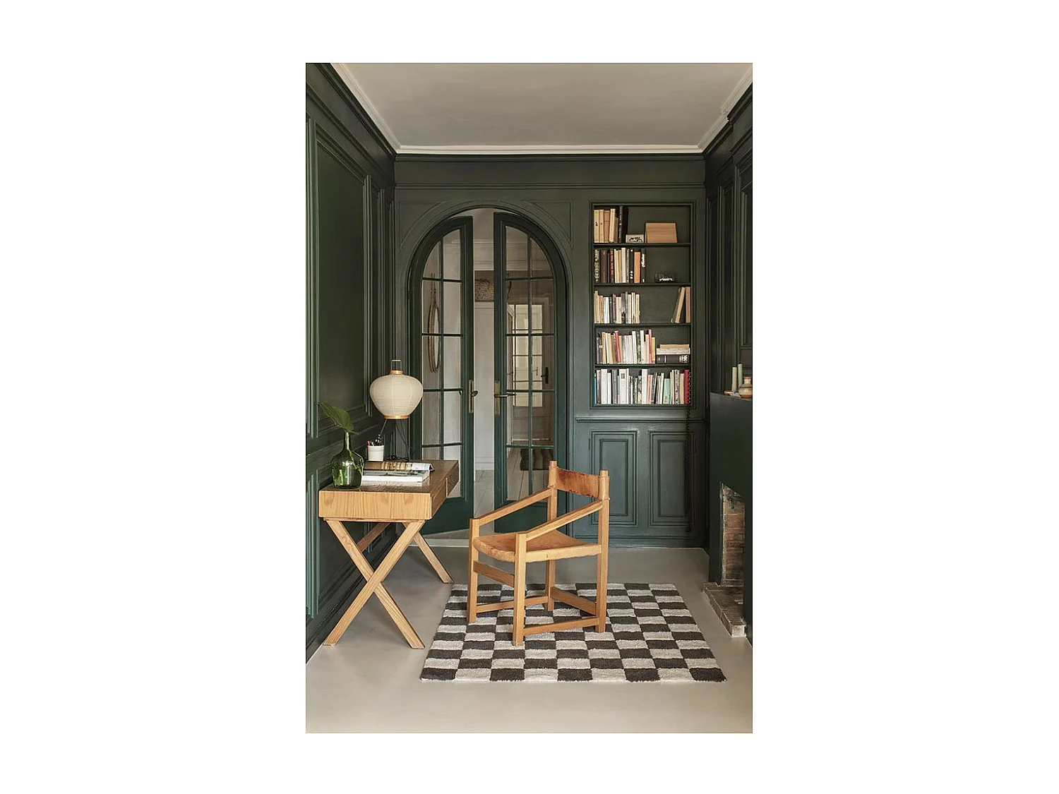 Alfombra ajedrez gris oscuro y beige 120 x 160 cm