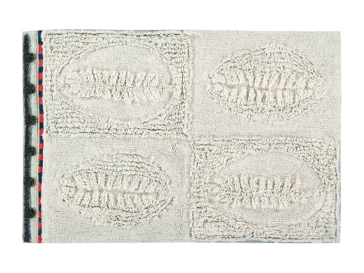 Tapis rectangle en laine ethnique lavable en machine crème Bahari Rectangulaire Design Fai