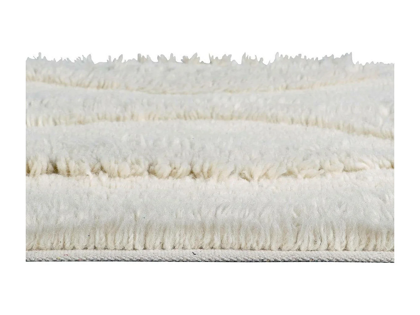 Tapis rectangle en laine ethnique lavable en machine crème Bahari Rectangulaire Design Fai