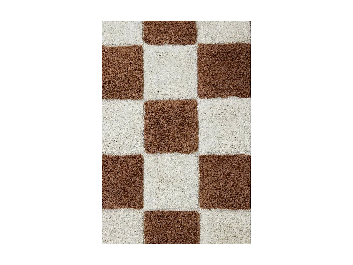 Alfombra ajedrez café y beige 120 x 160 cm