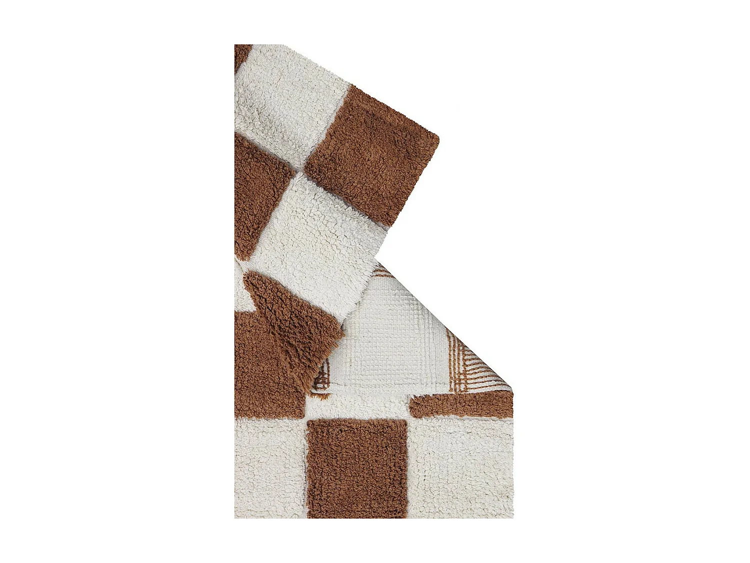 Alfombra ajedrez café y beige 120 x 160 cm